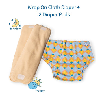 Cloth Diaper | Shell Blitz | Velcro Closure | Wrap On Style | With 2 Diaper Pads Free