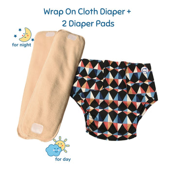 Cloth Diaper | Kaleido  | Velcro Closure | Wrap On Style | With 2 Diaper Pads Free