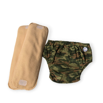 Fabric Diaper | Camo Baby | Elastic Waist | Pull Up/Underwear Style | With 2 Diaper Pads Free