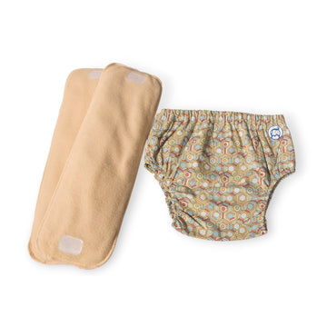 Fabric Diaper | Honeycomb | Elastic Waist | Pull Up/Underwear Style | With 2 Diaper Pads Free