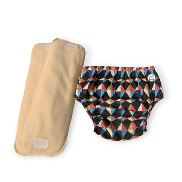 Fabric Diaper | Kaleido  | Elastic Waist | Pull Up/Underwear Style | With 2 Diaper Pads Free