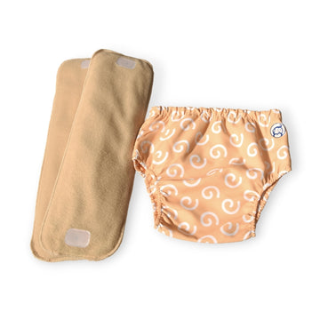 Fabric Diaper | Swirly Whirly | Elastic Waist | Pull Up/Underwear Style | With 2 Diaper Pads Free