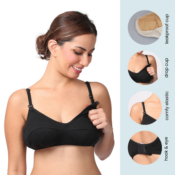 LeakProof Nursing Bra | Drop Cup | Skin Friendly & Non Plastic | Prevents Show Of Milk Stains | Pack Of 2