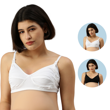 Pack Of 2 Nursing Bras-White & Black