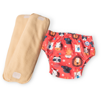 Fabric Diaper | Jungle Jumble | Elastic Waist | Pull Up/Underwear Style | With 2 Diaper Pads Free