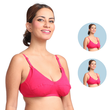 LeakProof Nursing Bra | Drop Cup | Skin Friendly & Non Plastic | Prevents Show Of Milk Stains | Pack Of 2