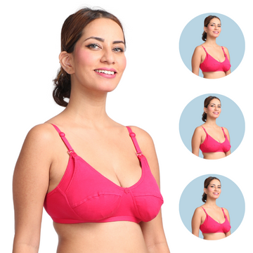 LeakProof Nursing Bra | Drop Cup | Skin Friendly & Non Plastic | Prevents Show Of Milk Stains | Pack Of 3