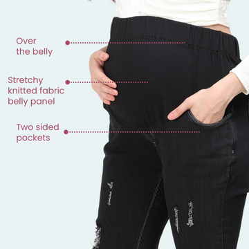 Black Distressed Maternity Jeans