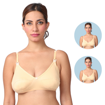 LeakProof Nursing Bra | Drop Cup | Skin Friendly & Non Plastic | Prevents Show Of Milk Stains | Pack Of 2