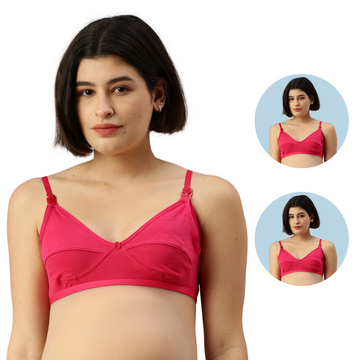Pack Of 2 Nursing Bras-Dark Pink