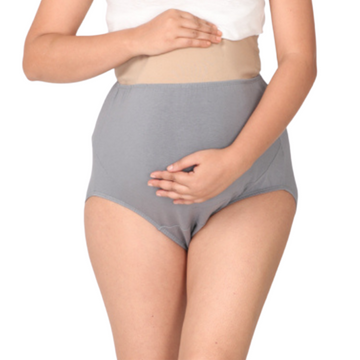 Maternity Belly Panel Panty | Pregnancy Panty For Belly Support | High Waist Full Coverage | Full Belly Support | Comfy Cotton Pregnancy Underwear | Steel Grey  | Pack Of 1