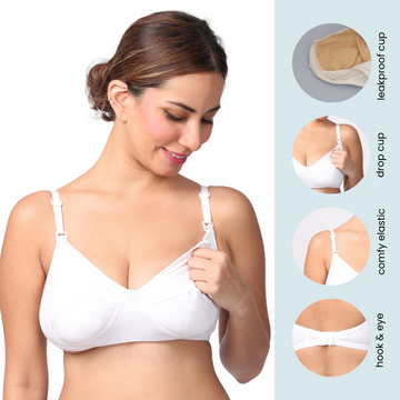 LeakProof Nursing Bra | Drop Cup | Skin Friendly & Non Plastic | Prevents Show Of Milk Stains | Pack Of 2