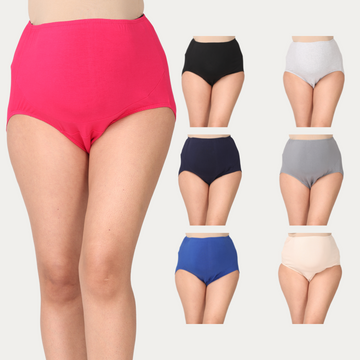 Maternity Belly Panel Panty | Maternity Belly Underwear For Women | High Waist Full Coverage | Full Belly Support | Comfy Cotton Pregnancy Underwear | Assorted | Pack Of 7